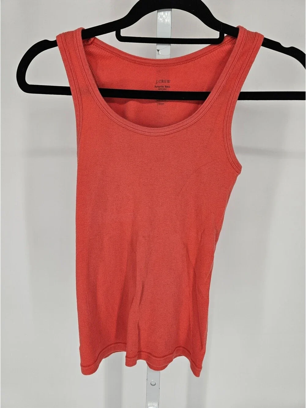Y2K J Crew Womens Sz M Favorite Tank Top Coral Pink Ribbed Layering